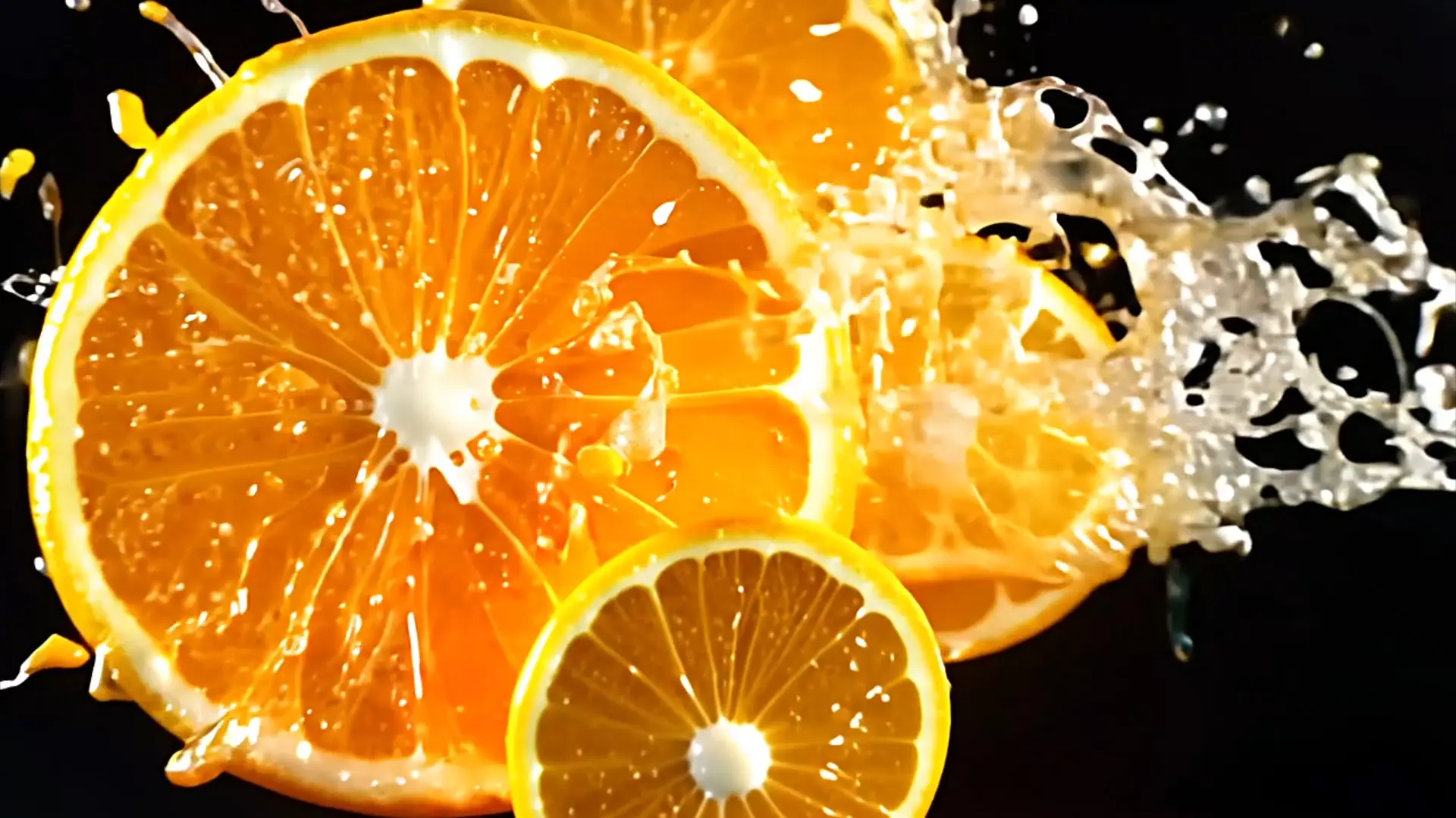 Vibrant Orange and Lemon Splash Energetic Video Transition